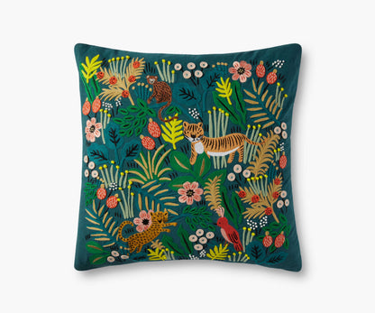Jungle Embroidered Pillow - Multi - Embroidered Throw Pillow