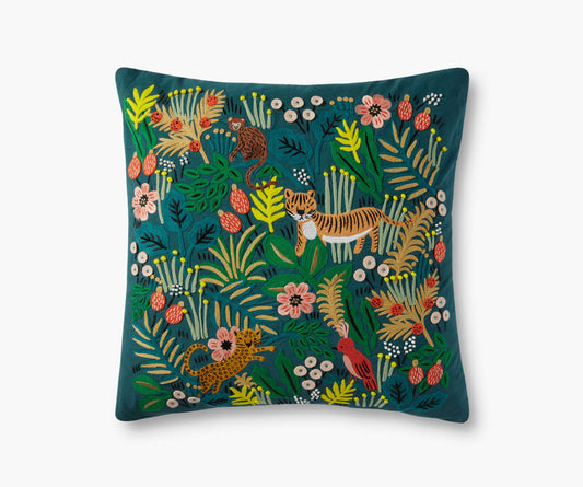 Jungle Embroidered Pillow - Multi - Embroidered Throw Pillow