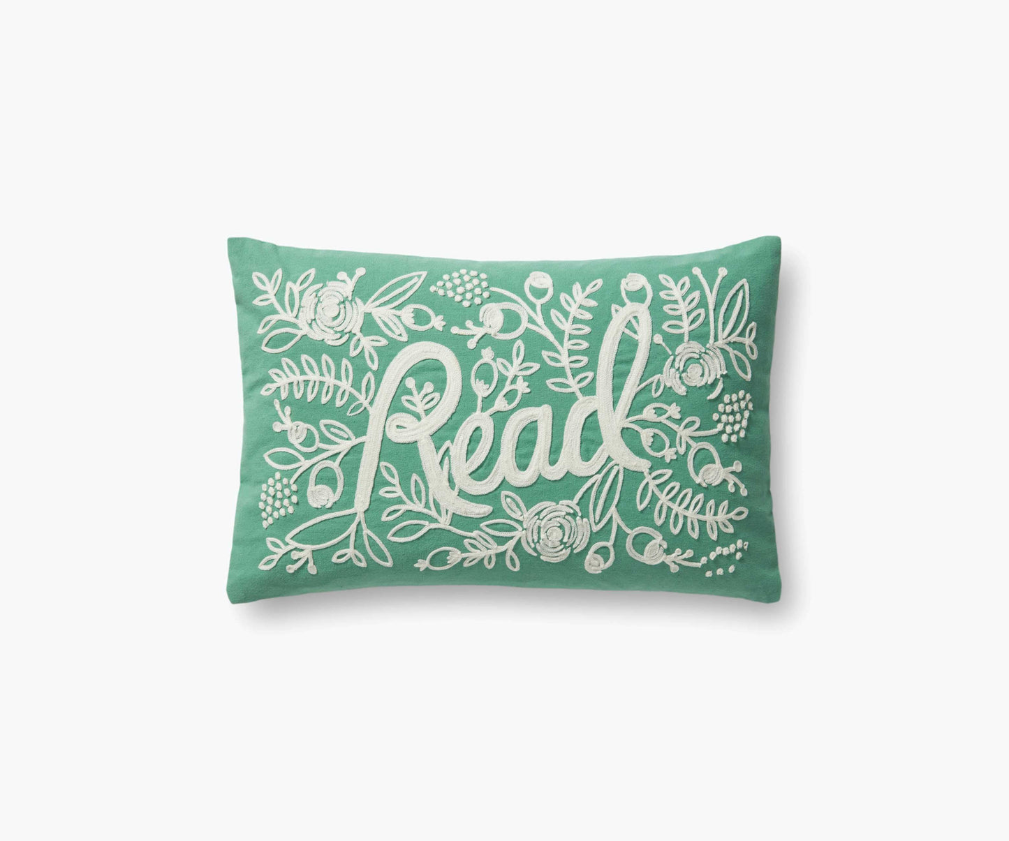 Read Embroidered Pillow - Sage - Embroidered Throw Pillow
