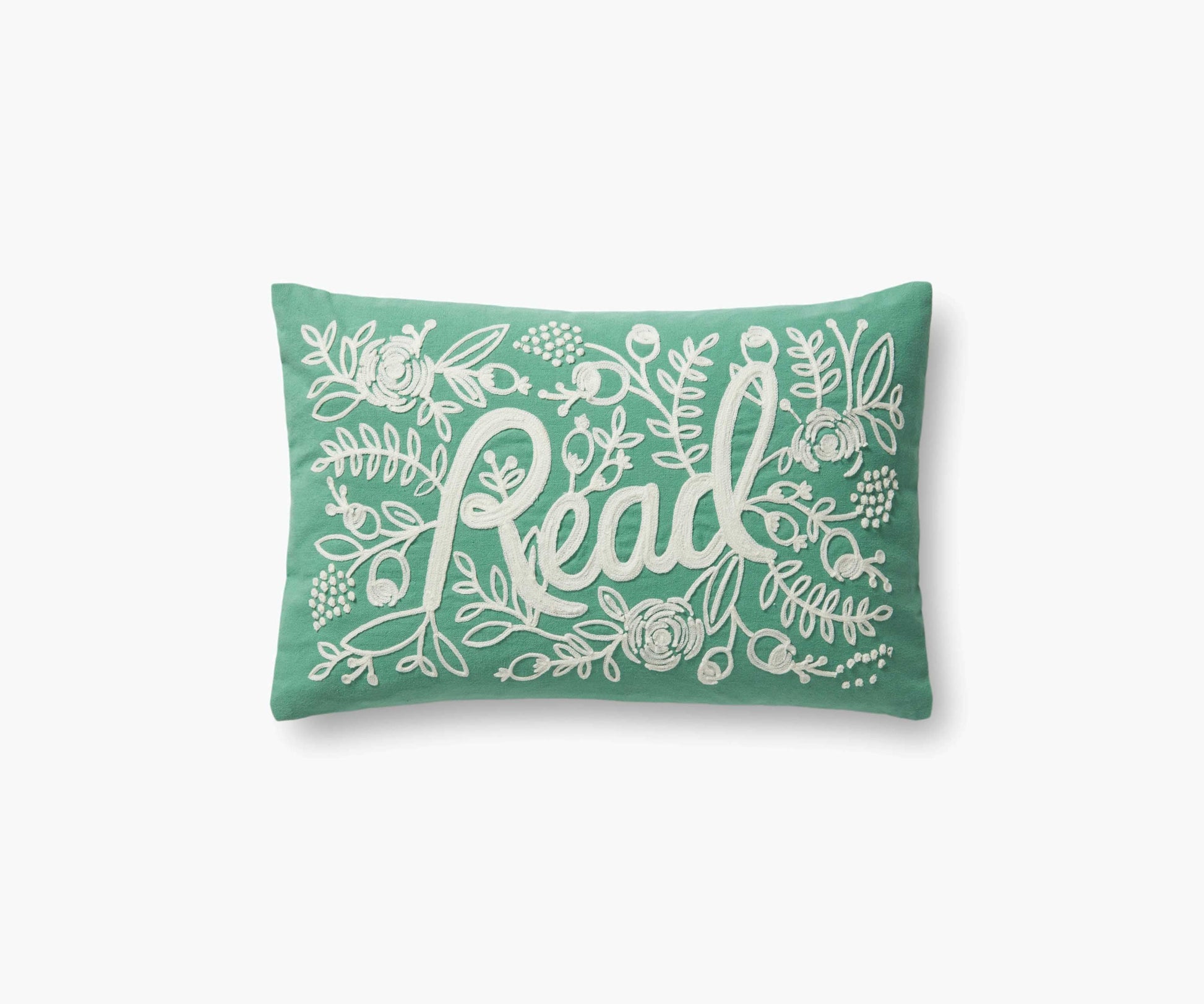 Read Embroidered Pillow - Sage - Embroidered Throw Pillow
