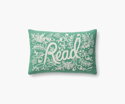 Read Embroidered Pillow - Sage - Embroidered Throw Pillow
