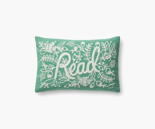 Read Embroidered Pillow - Sage - Embroidered Throw Pillow