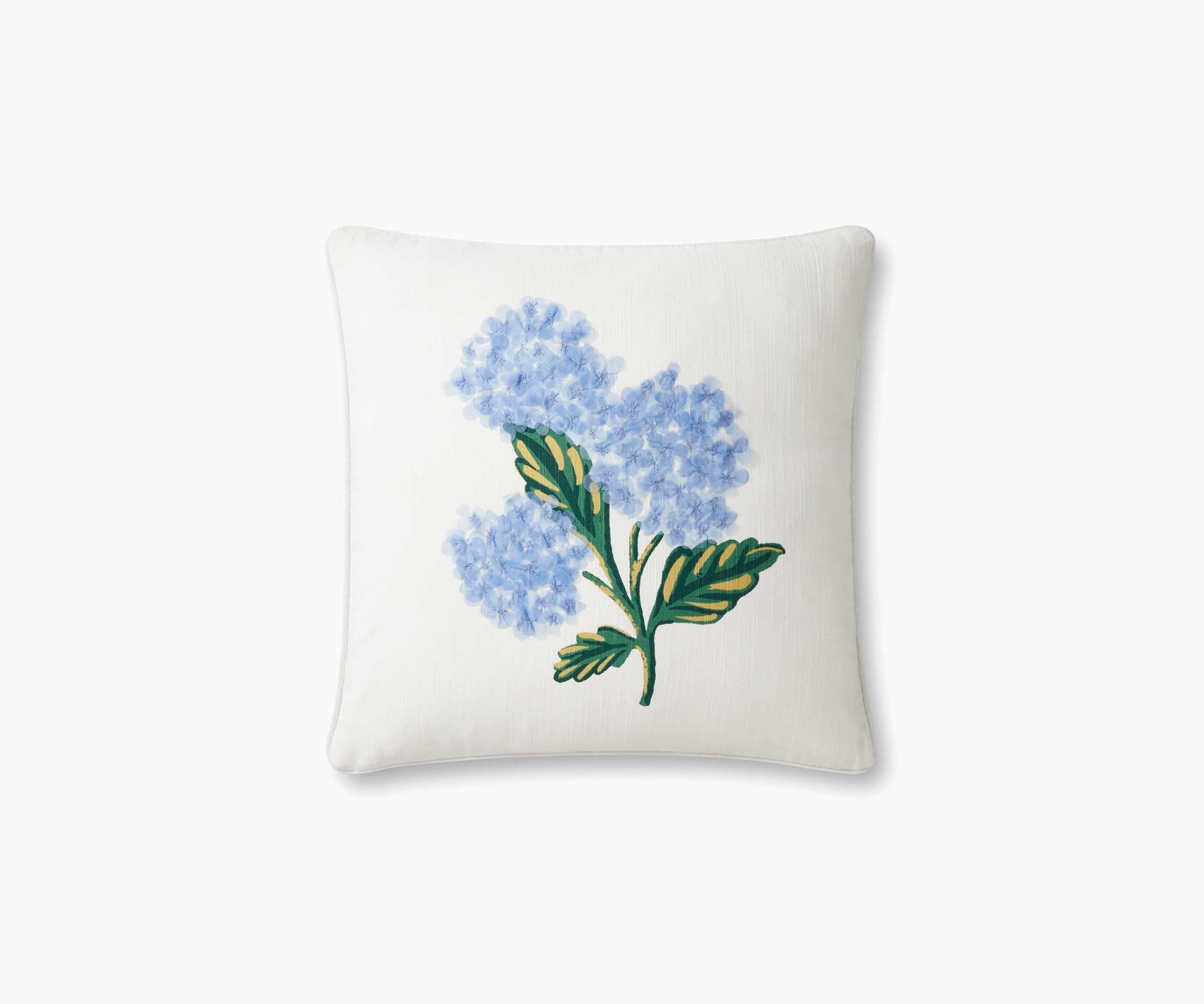 Hydrangea Bouquet Embellished Pillow - Cream - Embroidered Throw Pillow