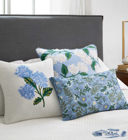 Hydrangea Bouquet Embellished Pillow - Cream