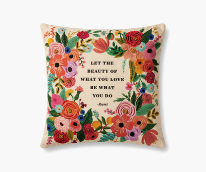 Beauty of What You Love Embroidered Pillow - Multi - Embroidered Throw Pillow