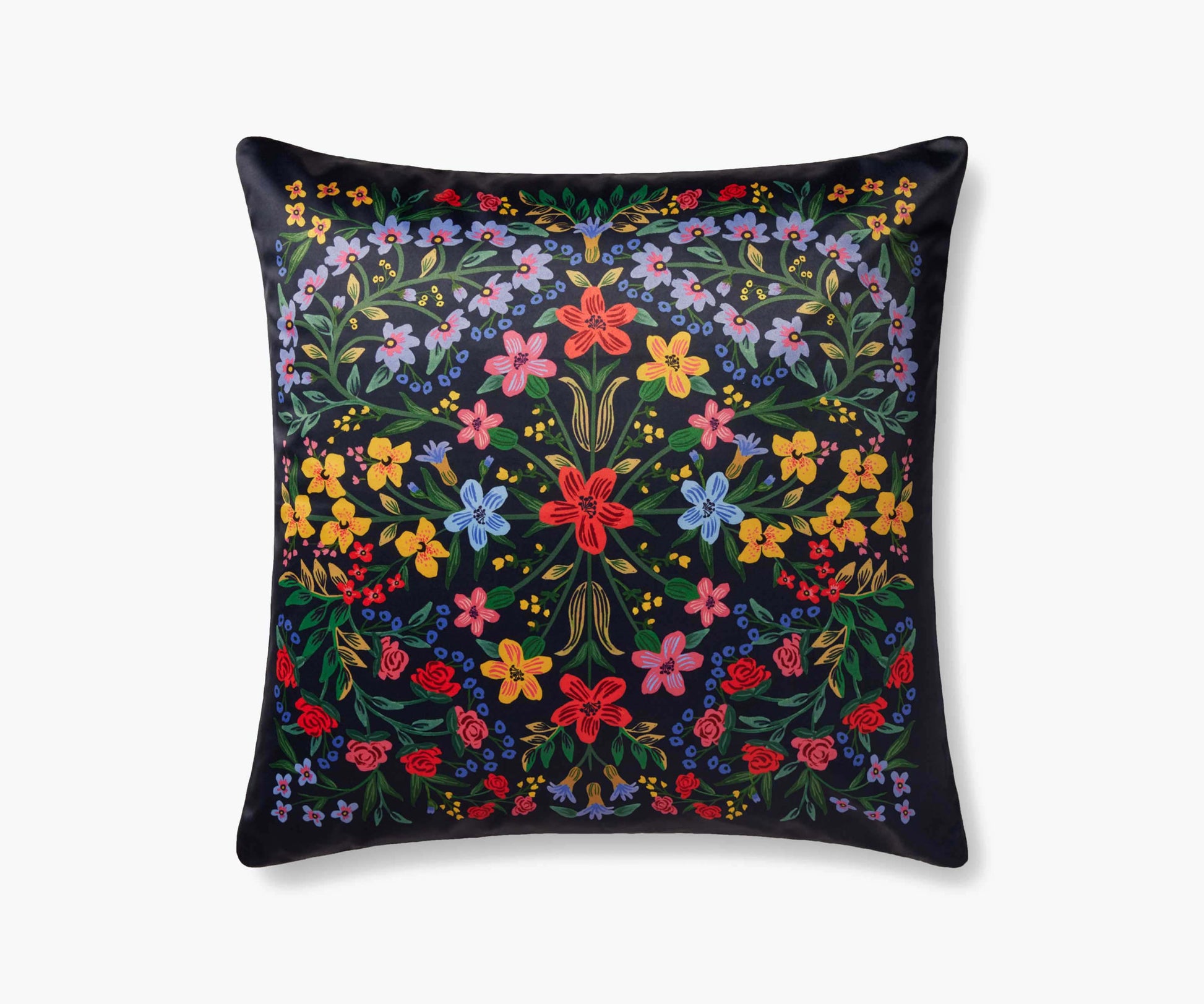 Floral Medallion Printed Pillow - Navy - Embroidered Throw Pillow