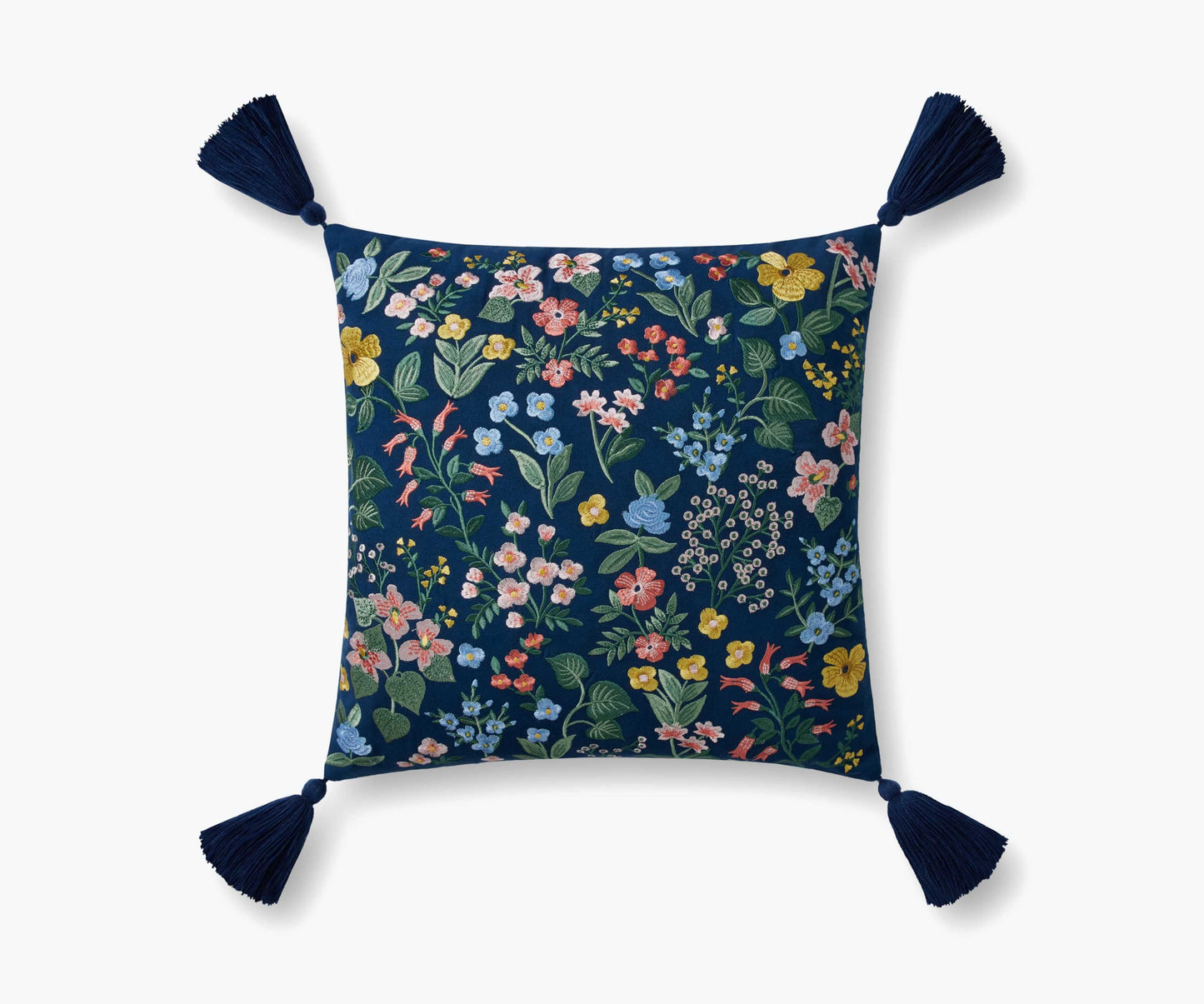 Mayfair Embroidered Pillow - Navy - Embroidered Throw Pillow