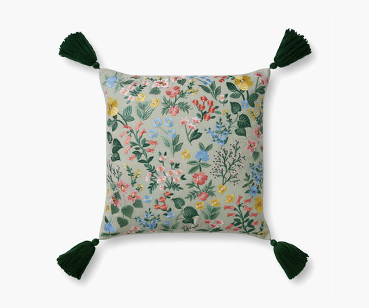 Mayfair Embroidered Pillow - Mint - Embroidered Throw Pillow