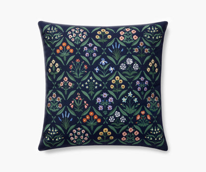 Estee Embroidered Pillow - Navy - Embroidered Throw Pillow