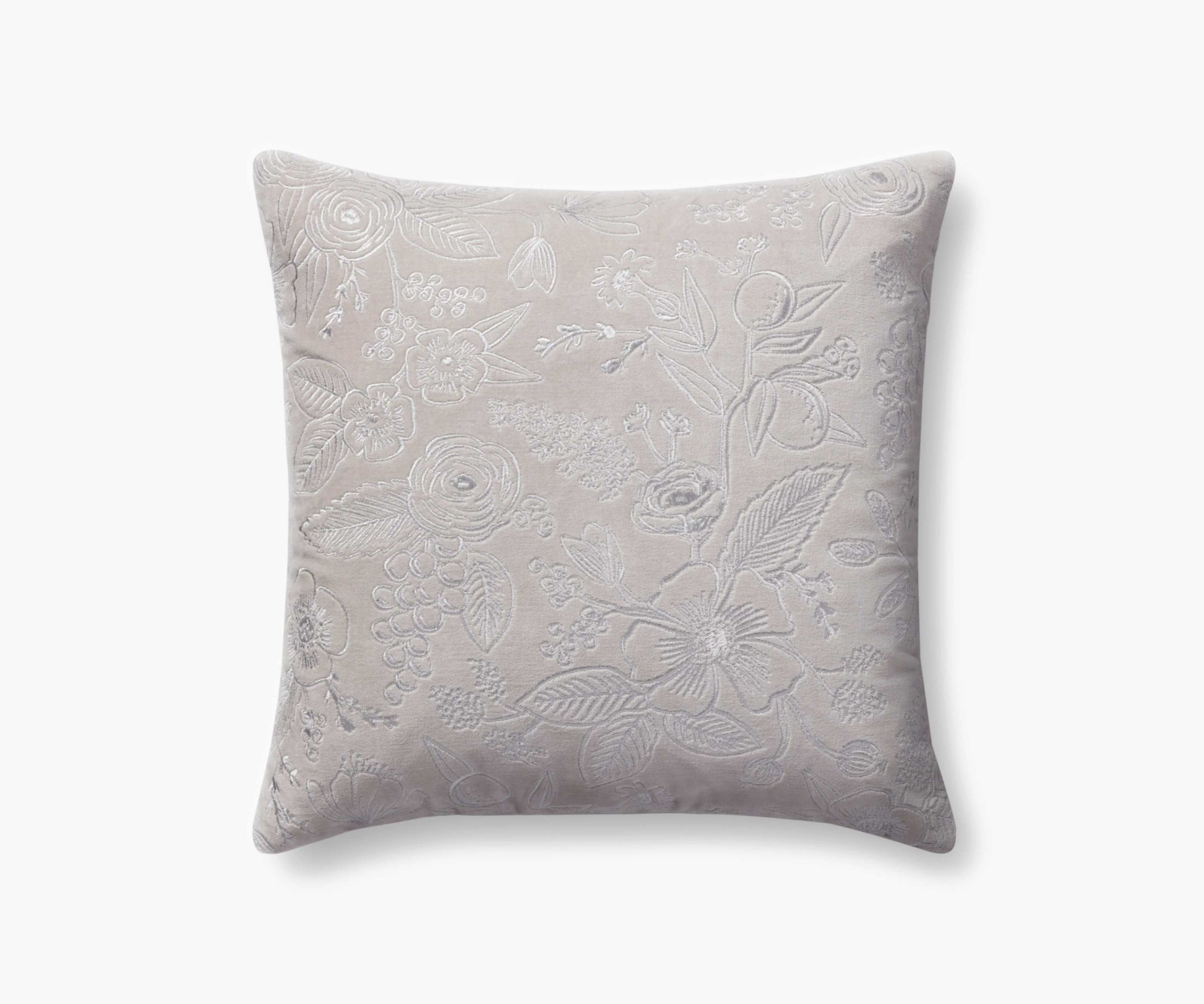 Colette Embroidered Pillow - Grey - Embroidered Throw Pillow