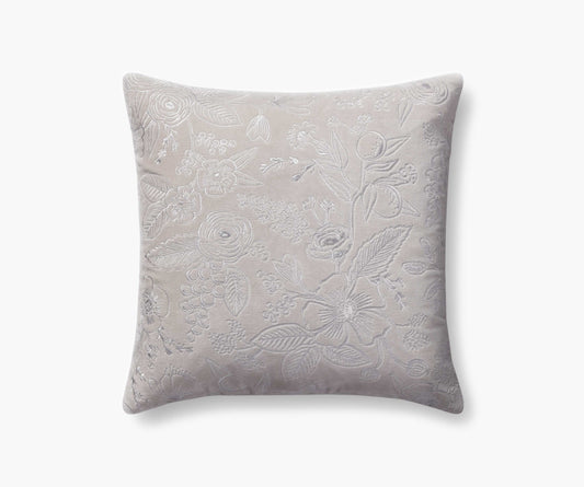 Colette Embroidered Pillow - Grey - Embroidered Throw Pillow