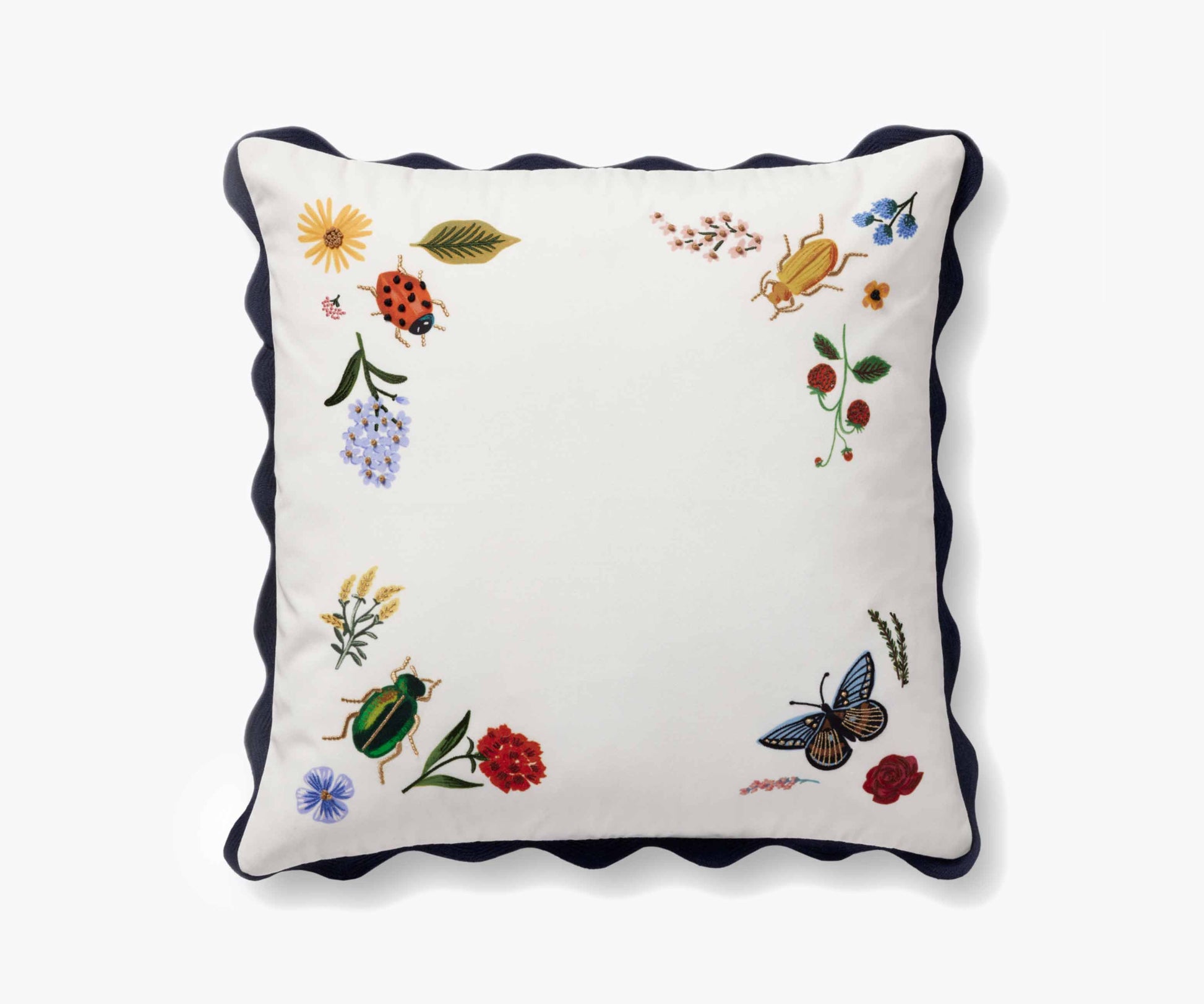Curio Vignette Embroidered Pillow - White - Embroidered Throw Pillow