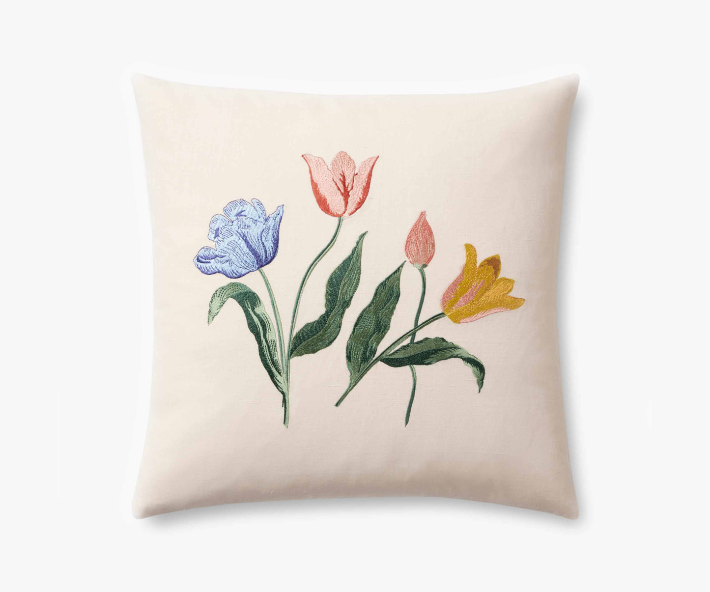 Tulips Embroidered Pillow - Multi - Embroidered Throw Pillow