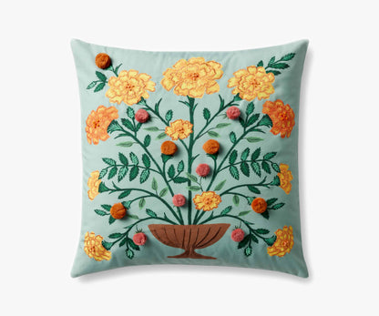 Marisol Embroidered Pillow - Light Green - Embroidered Throw Pillow