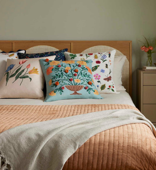 Marisol Embroidered Pillow - Light Green
