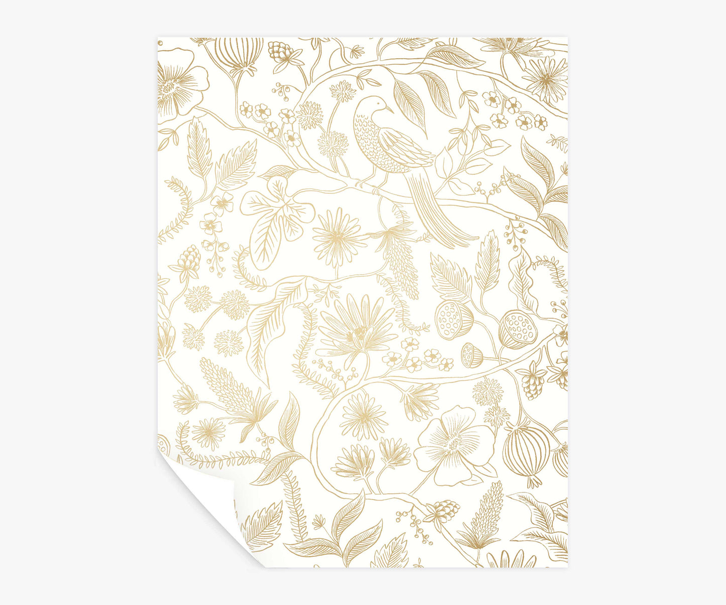 Aviary Peel & Stick Wallpaper Sample - Metallic Gold & Cream - Peel and Stick Wallpaper