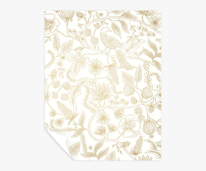 Aviary Peel & Stick Wallpaper Sample - Metallic Gold & Cream - Peel and Stick Wallpaper