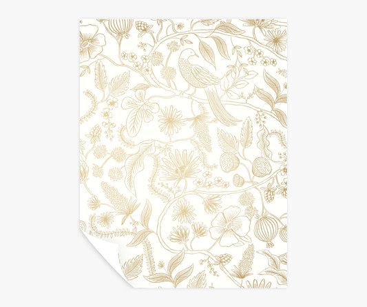 Aviary Peel & Stick Wallpaper Sample - Metallic Gold & Cream - Peel and Stick Wallpaper