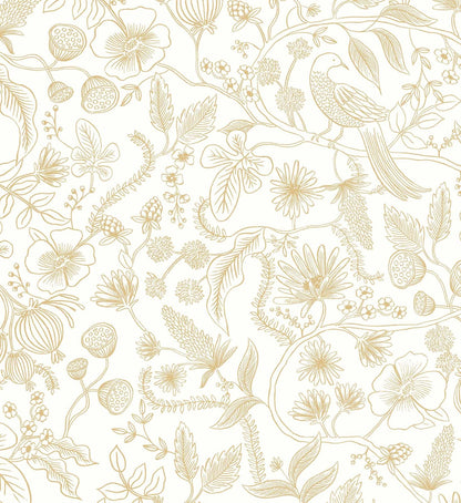 Aviary Peel & Stick Wallpaper - Metallic Gold & Cream