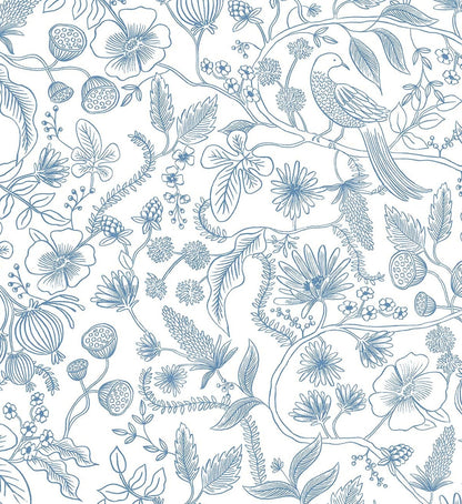 Aviary Peel & Stick Wallpaper - Blue & Cream