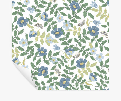 Primrose Peel & Stick Wallpaper - Blue & Cream - Peel and Stick Wallpaper