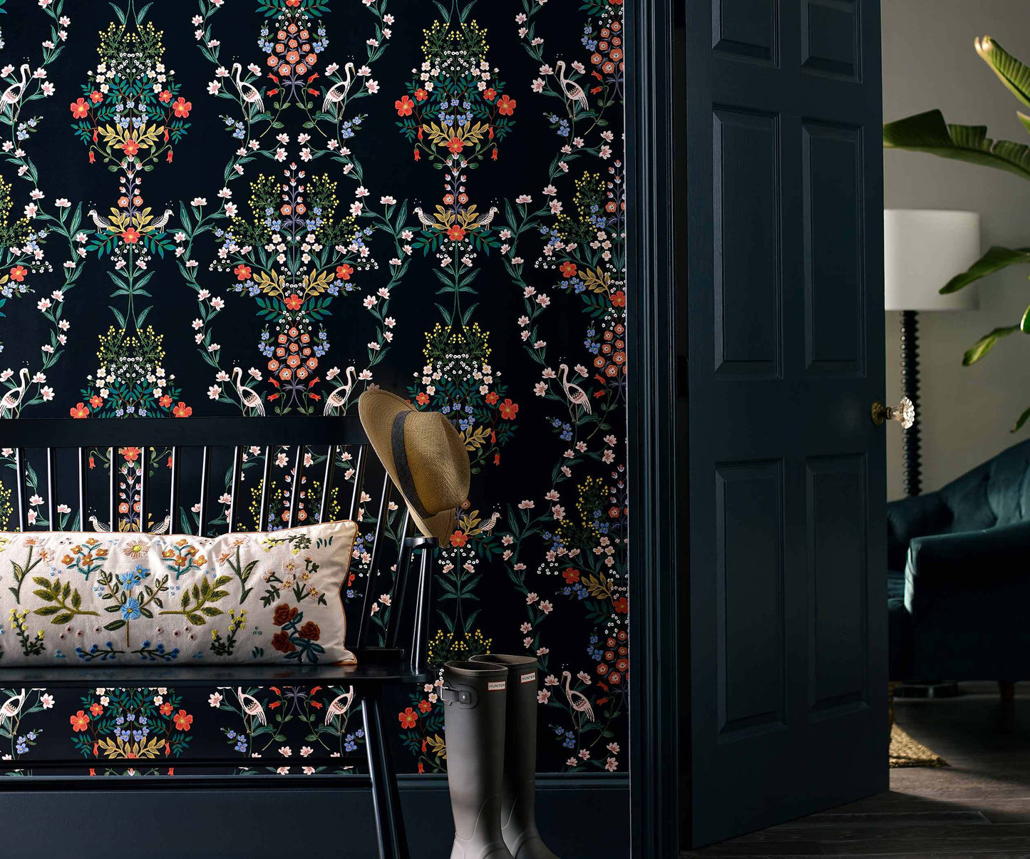 Luxembourg Peel & Stick Wallpaper Sample - Black Multi