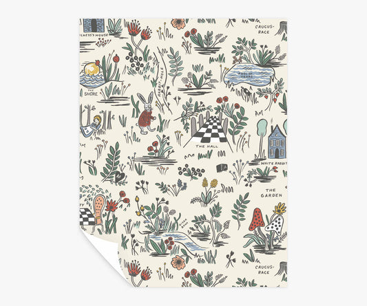 Wonderland Peel & Stick Wallpaper Sample - Cream - Peel and Stick Wallpaper