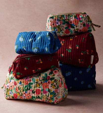 Quilted Large Cosmetic Pouch - Garden Party