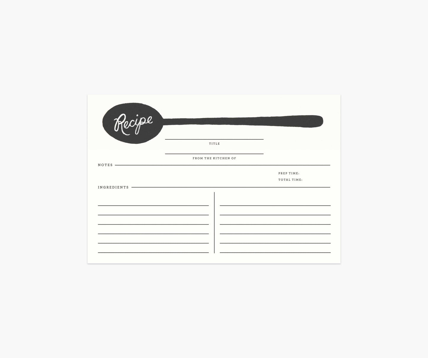 Recipe Cards - Charcoal Spoon - Greeting Card with Envelope