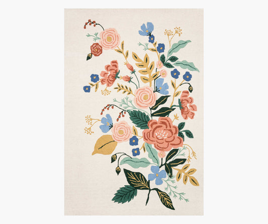 Les Fleurs Floral Vines Wool-Hooked Rug - Ivory - Premium Design Accessory