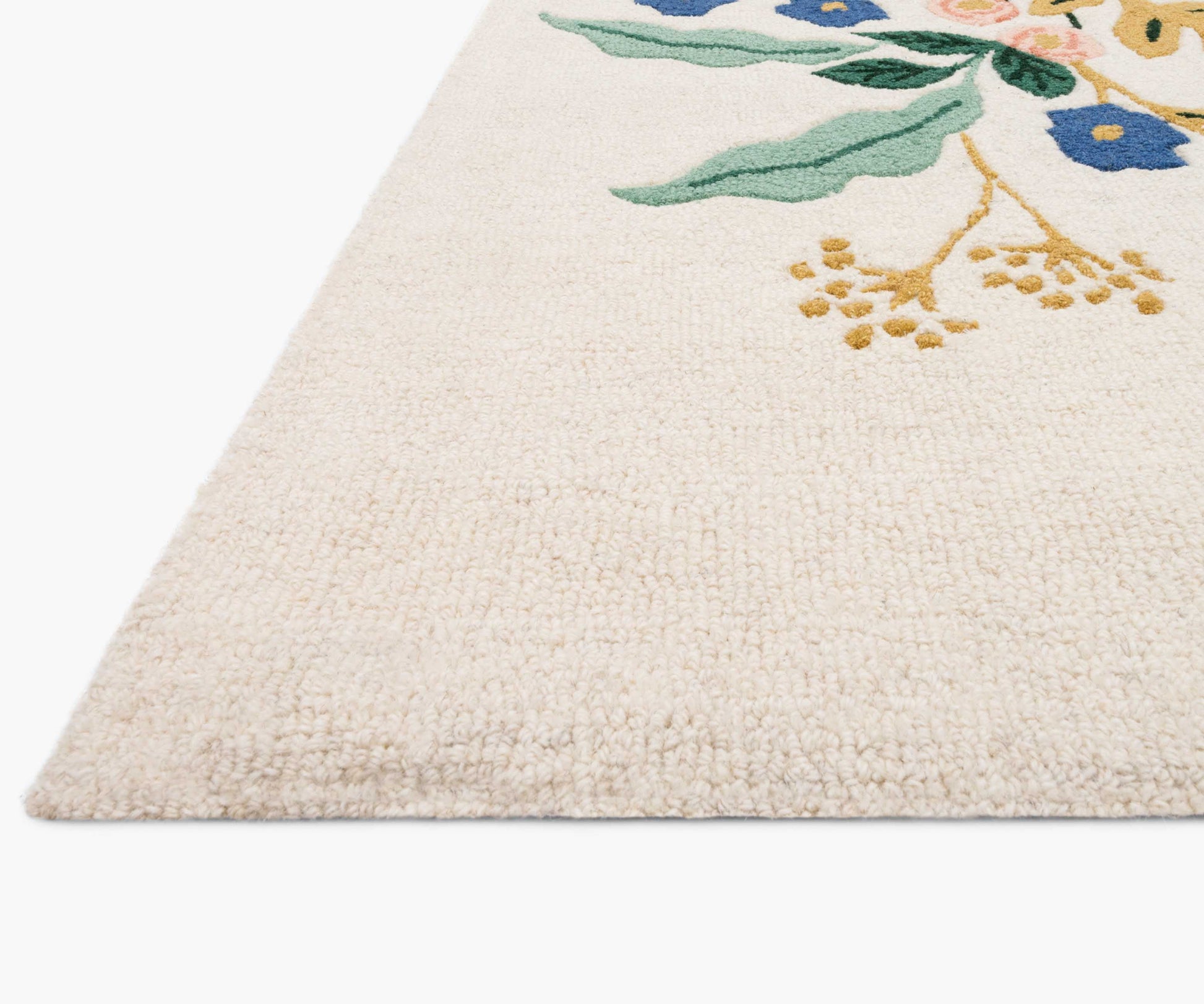 Les Fleurs Floral Vines Wool-Hooked Rug - Ivory