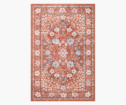 Palais Meadow Printed Rug - Crimson - Premium Design Accessory