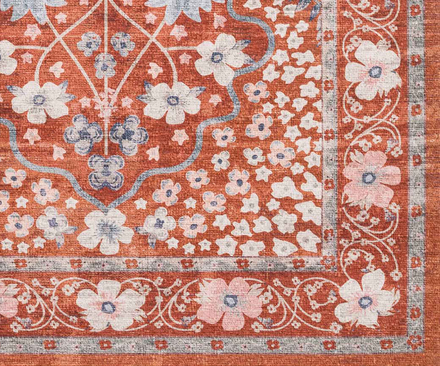 Palais Meadow Printed Rug - Crimson