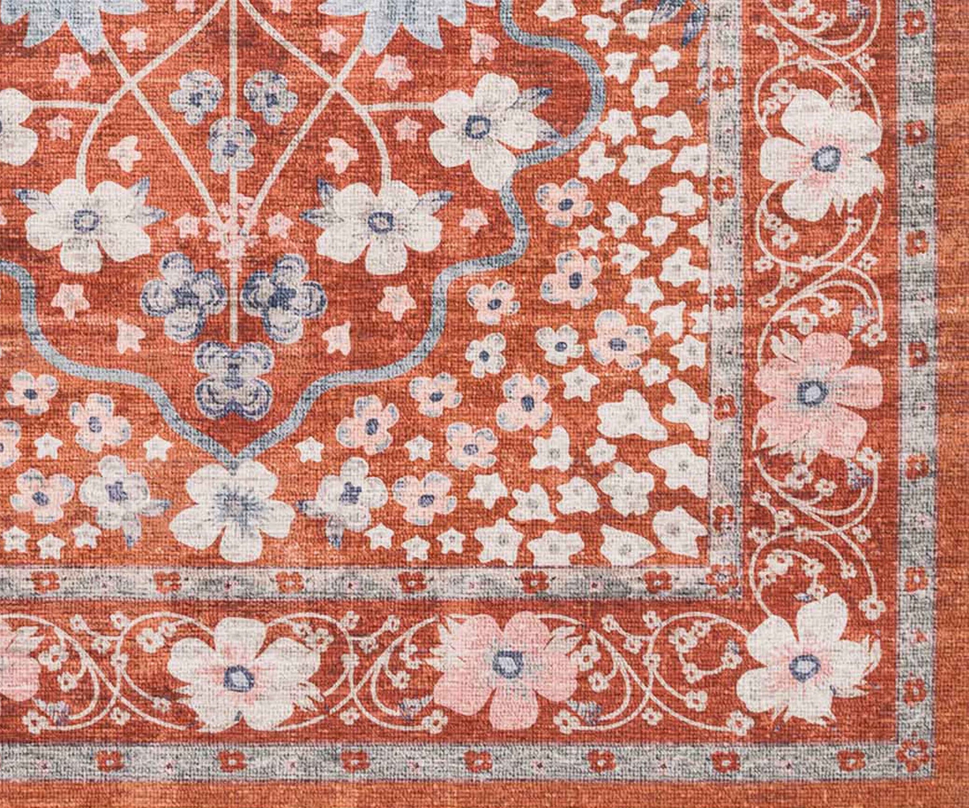 Palais Meadow Printed Rug - Crimson
