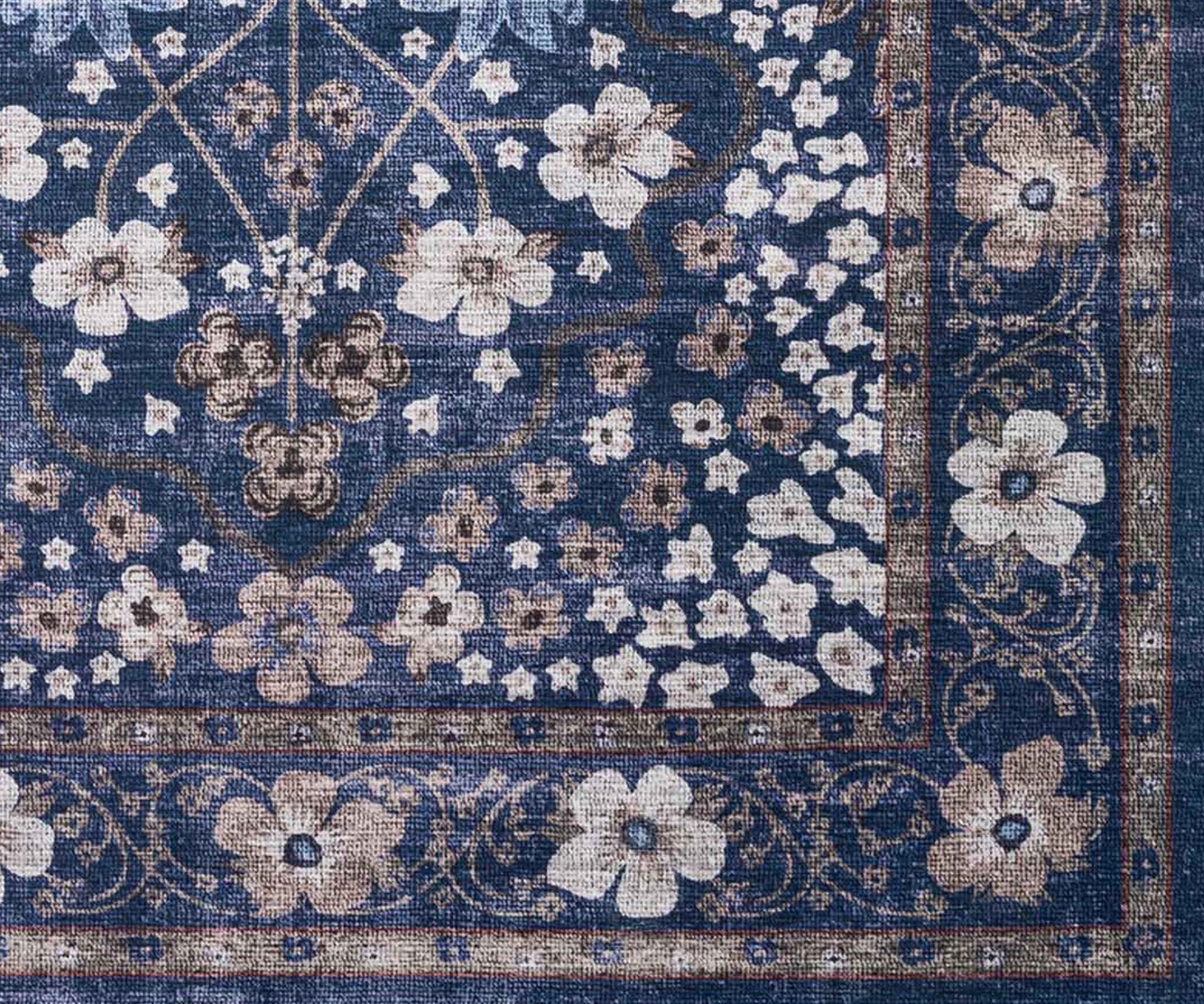 Palais Meadow Printed Rug - Navy