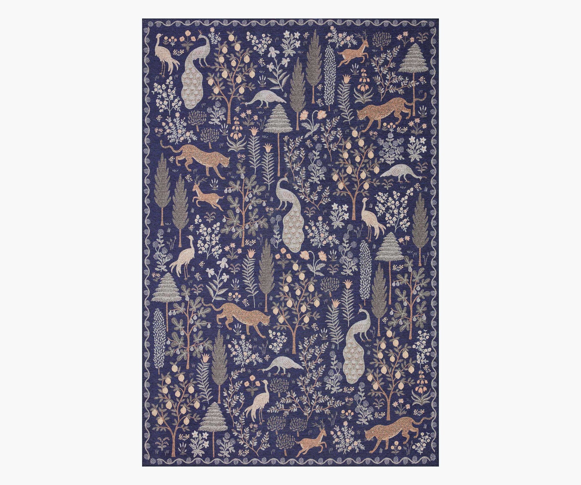 Menagerie Forest Printed Rug - Navy - Premium Design Accessory