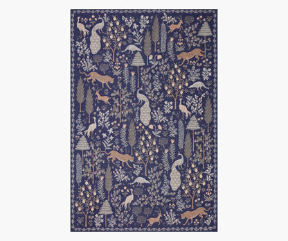 Menagerie Forest Printed Rug - Navy - Premium Design Accessory