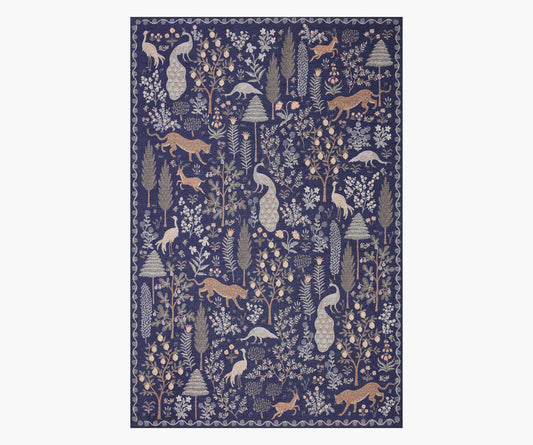 Menagerie Forest Printed Rug - Navy - Premium Design Accessory