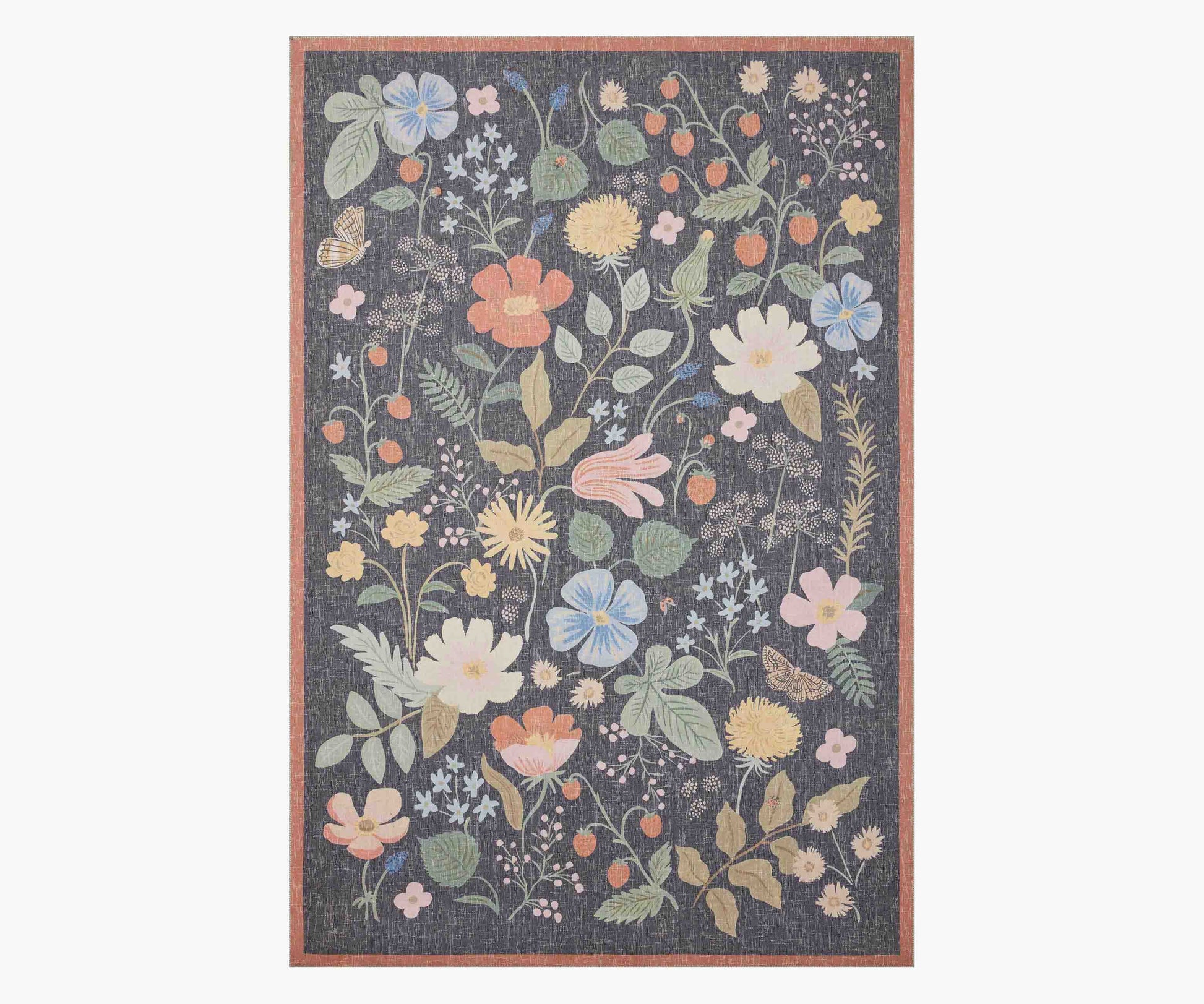 Cotswolds Strawberry Fields Power Loomed Rug - Black - Premium Design Accessory