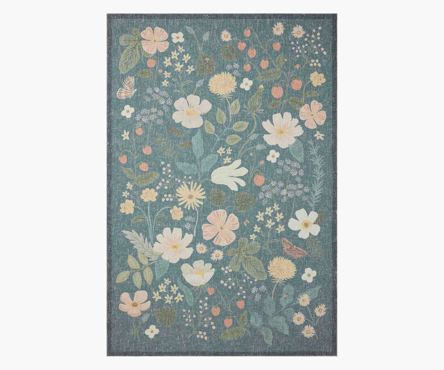 Cotswolds Strawberry Fields Power Loomed Rug - Teal - Premium Design Accessory