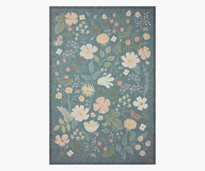 Cotswolds Strawberry Fields Power Loomed Rug - Teal - Premium Design Accessory