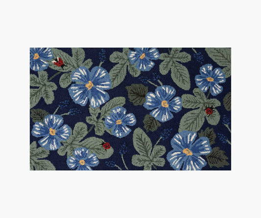 Minnie Fig Leaf Wool-Hooked Rug - Navy - Premium Design Accessory