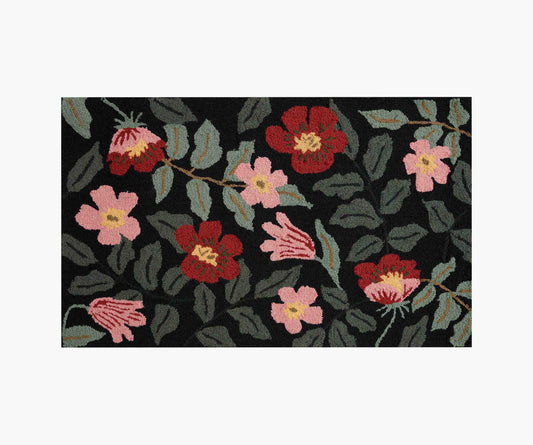 Minnie Primrose Wool-Hooked Rug -  Black Multi - Premium Design Accessory