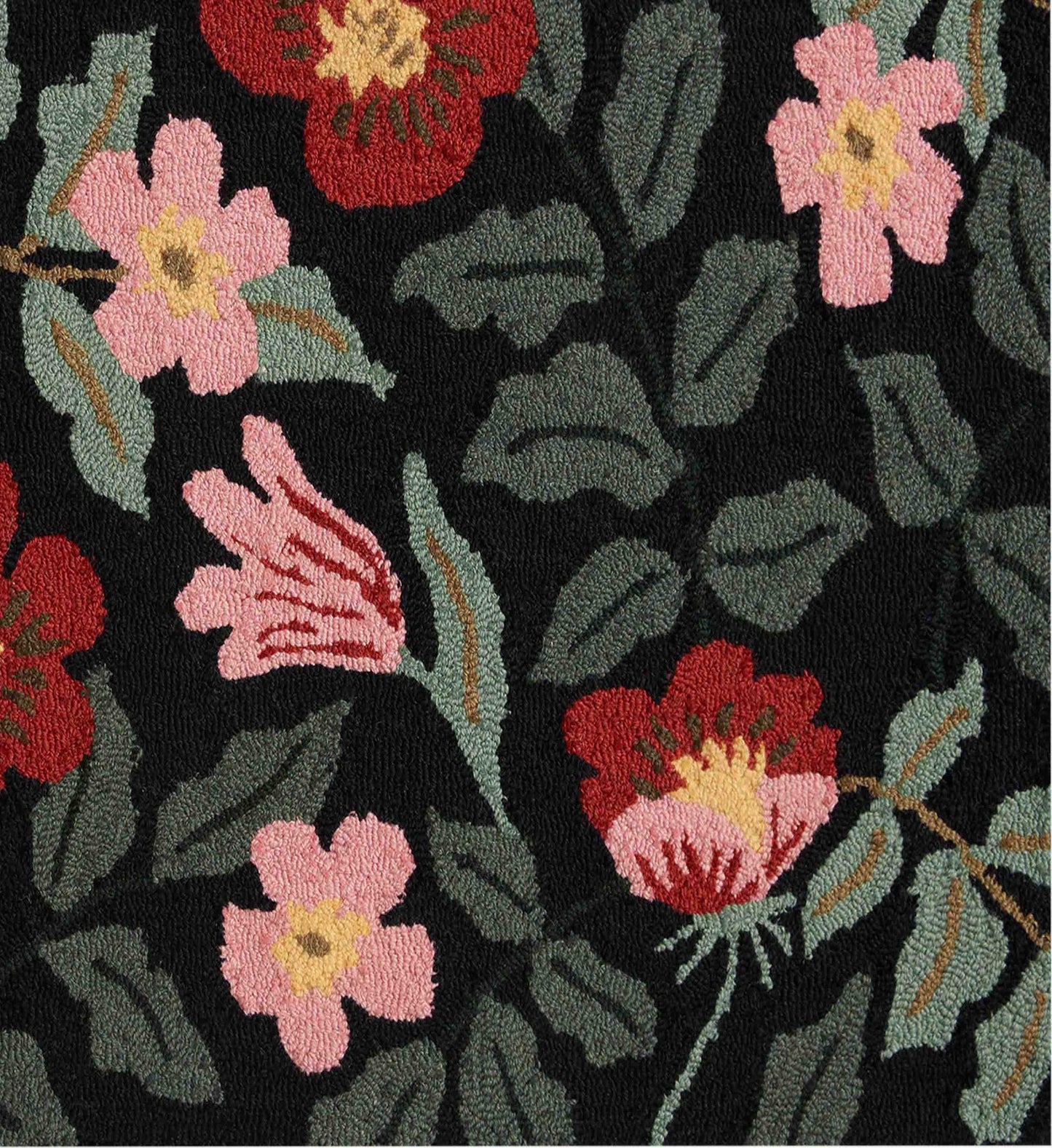 Minnie Primrose Wool-Hooked Rug -  Black Multi