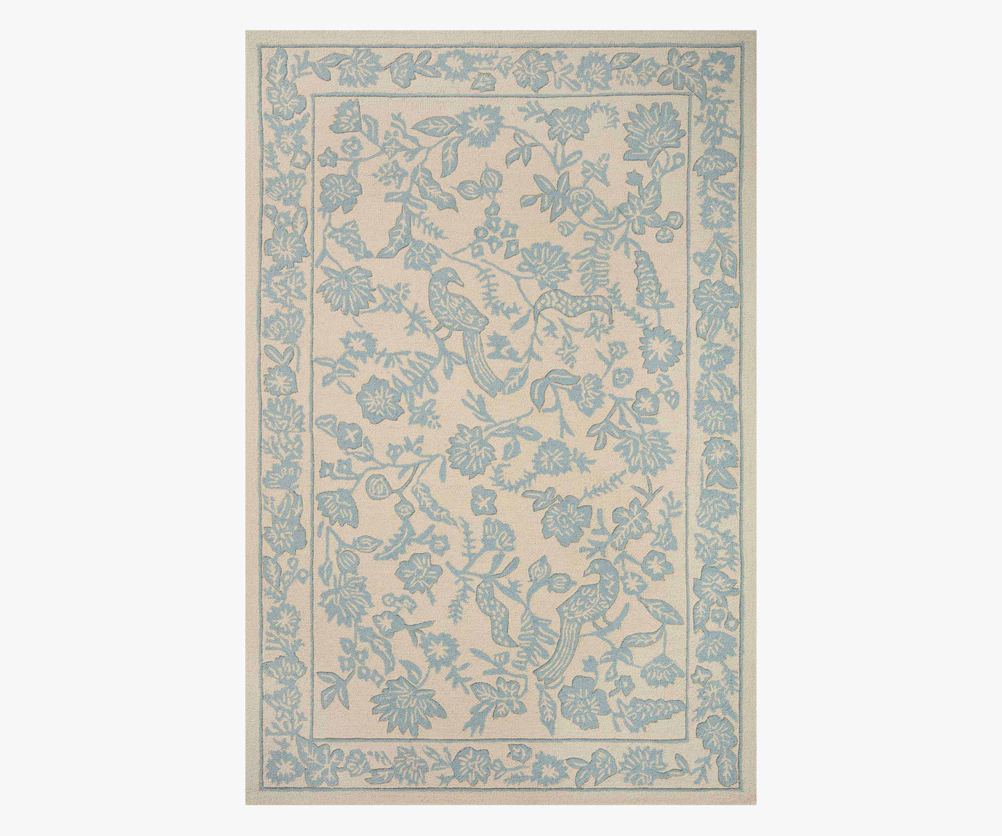 Arboretum Aviary Wool-Hooked Rug - Periwinkle - Premium Design Accessory