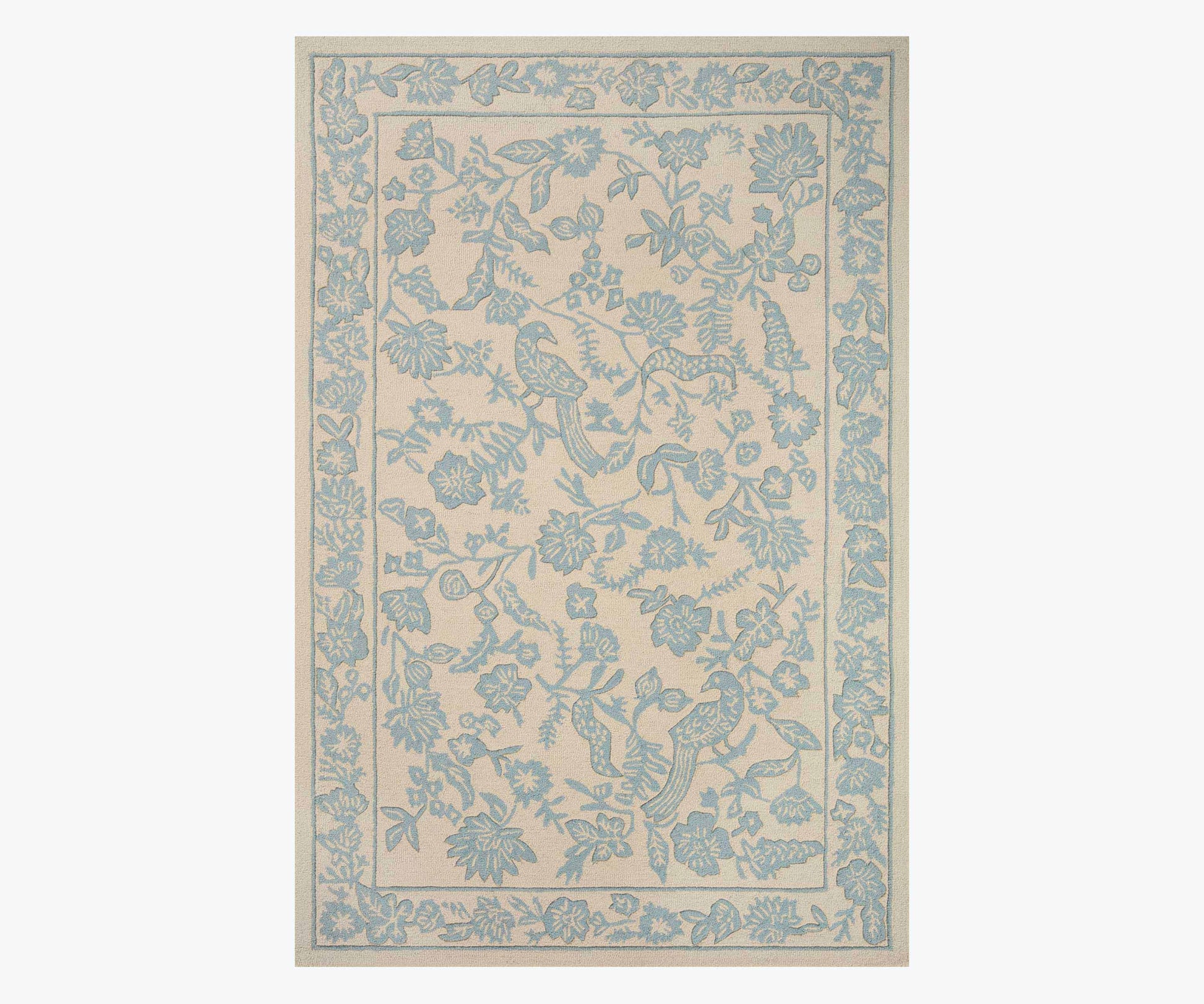 Arboretum Aviary Wool-Hooked Rug - Periwinkle - Premium Design Accessory