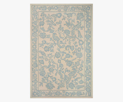 Arboretum Aviary Wool-Hooked Rug - Periwinkle - Premium Design Accessory