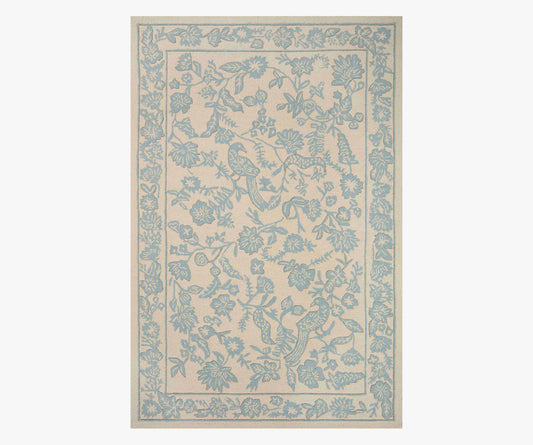 Arboretum Aviary Wool-Hooked Rug - Periwinkle - Premium Design Accessory