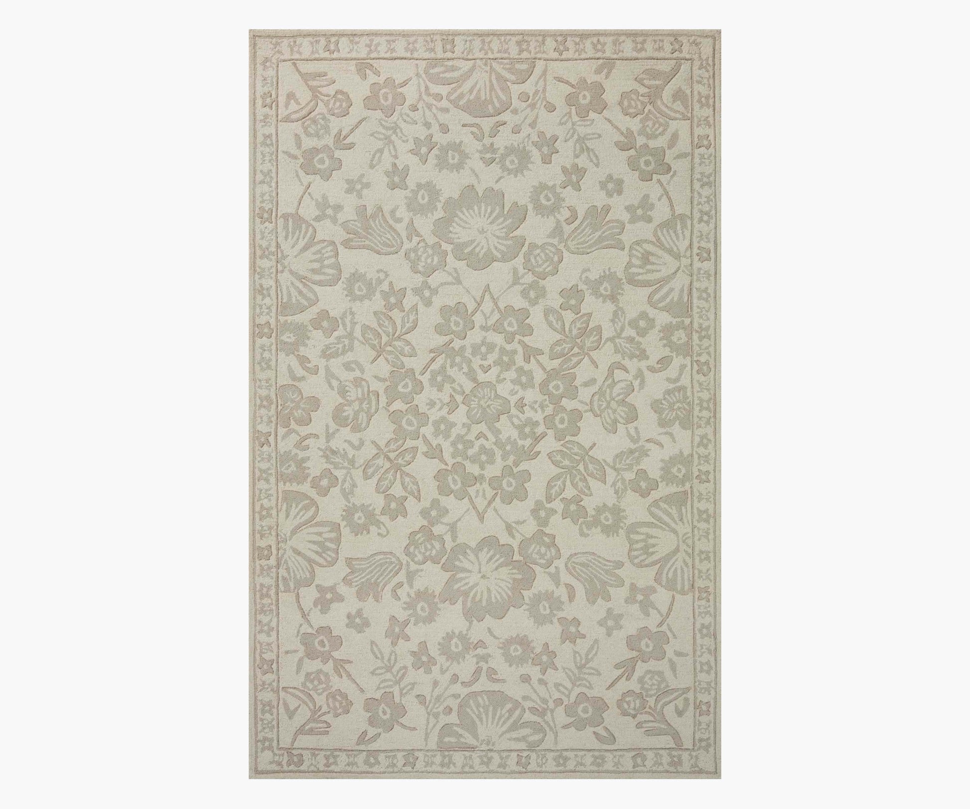 Arboretum Rose Garden Wool-Hooked Rug - Ivory - Premium Design Accessory