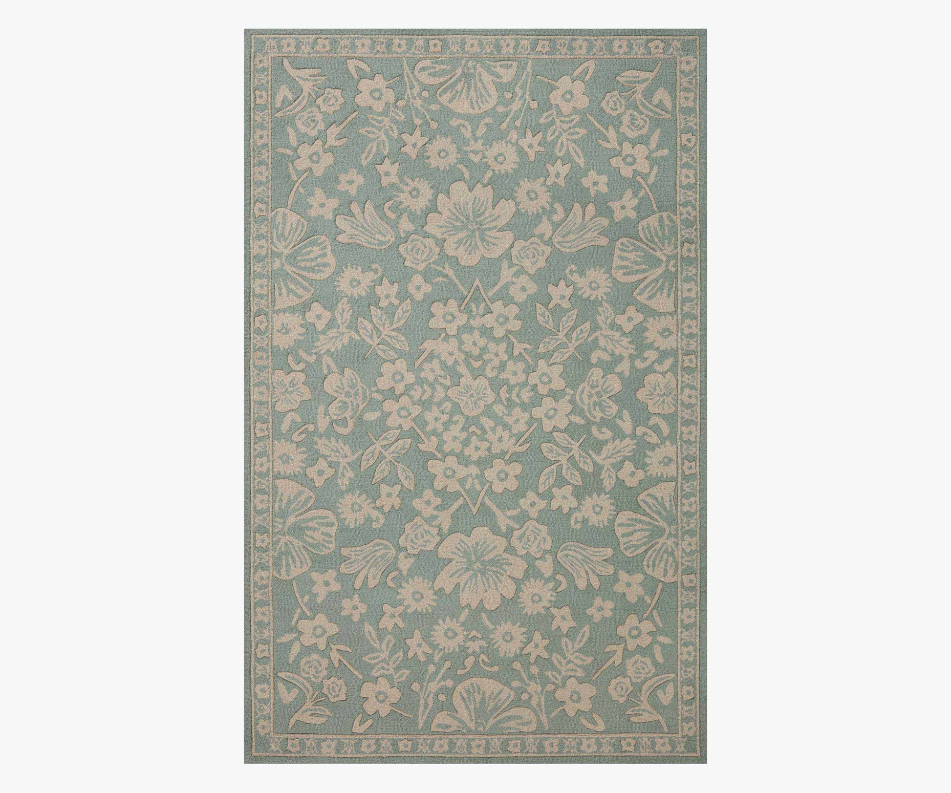 Arboretum Rose Garden Wool-Hooked Rug - Jade - Premium Design Accessory